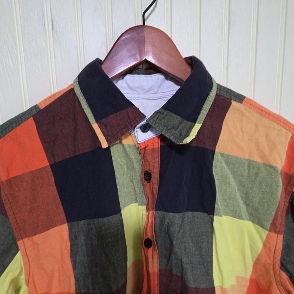 Nike‎ Shirt Mens Small Multicolor Plaid Short Sleeve Button Up Cotton Casual